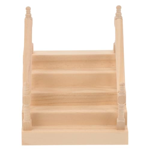 Angoily Miniature Dollhouse Staircase with Handrail – Wooden Desktop Ornament for Scene Building