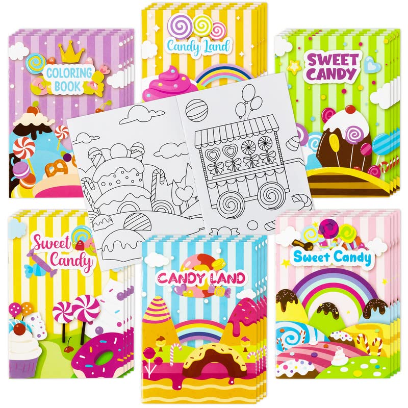 ANGOLIO 24-Pack Candyland Coloring Books for Kids – Bulk Activity Books with 6 Designs