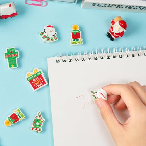 ANGOLIO 60-Pack Christian Mini Pencil Top Erasers – Religious Christmas Designs for Classroom Prizes and Party Favors