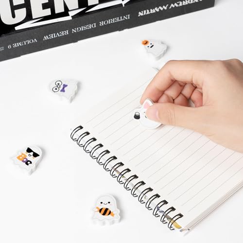 ANGOLIO 60-Pack Halloween Ghost Mini Erasers - Bulk Spooky Erasers for Kids, Party Favors, Classroom Rewards