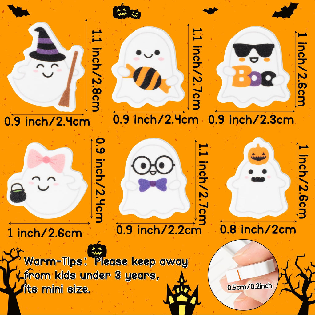 ANGOLIO 60-Pack Halloween Ghost Mini Erasers - Bulk Spooky Erasers for Kids, Party Favors, Classroom Rewards