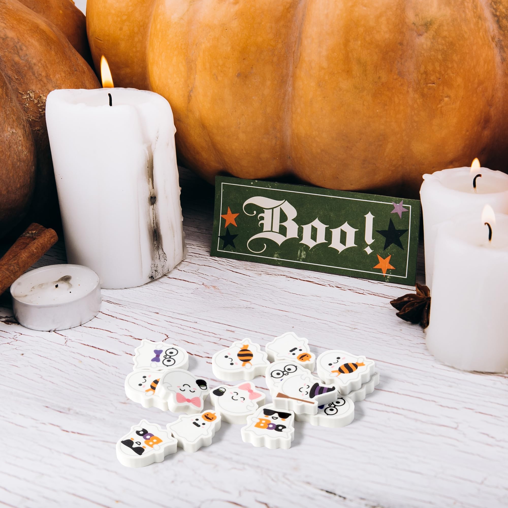 ANGOLIO 60-Pack Halloween Ghost Mini Erasers - Bulk Spooky Erasers for Kids, Party Favors, Classroom Rewards