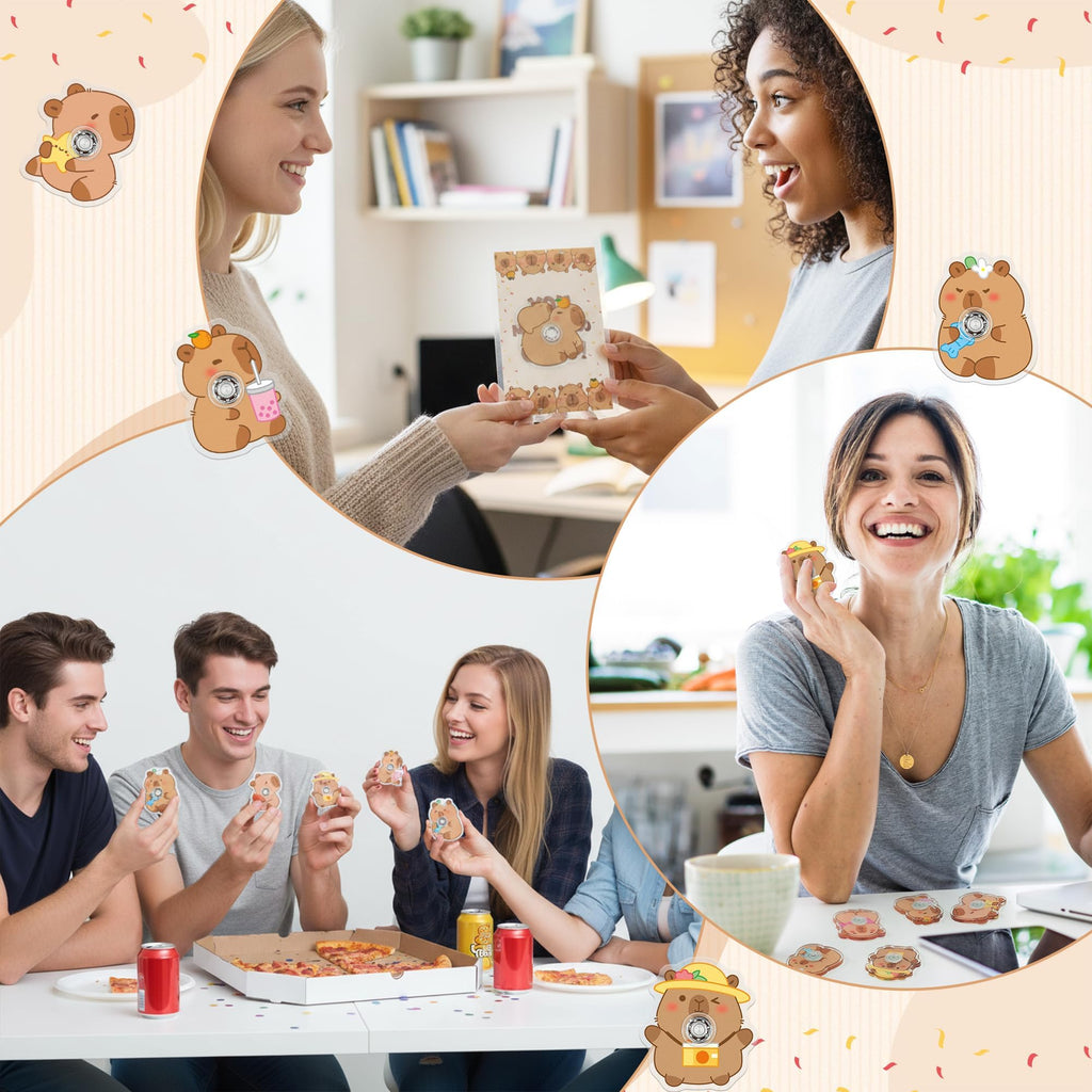 ANGOLIO Capy Fidget Spinner Party Favors - 24 Sets with Cards, Stress Relief Toys for Teens and Adults