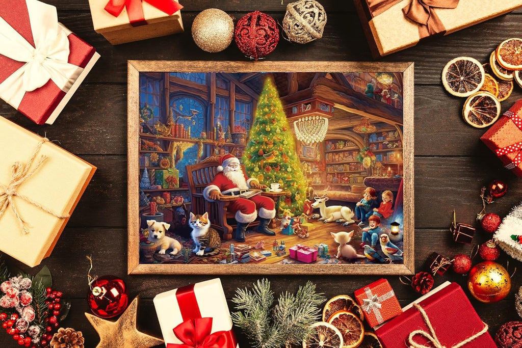 Anguis 500 Piece Christmas Jigsaw Puzzle - Santa Claus Family - 20.5x15 Inches