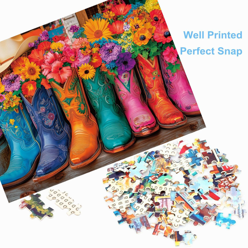 Anguis 500 Piece Jigsaw Puzzle for Adults – Colorful Boots & Hat, 20.5 x 15 Inches