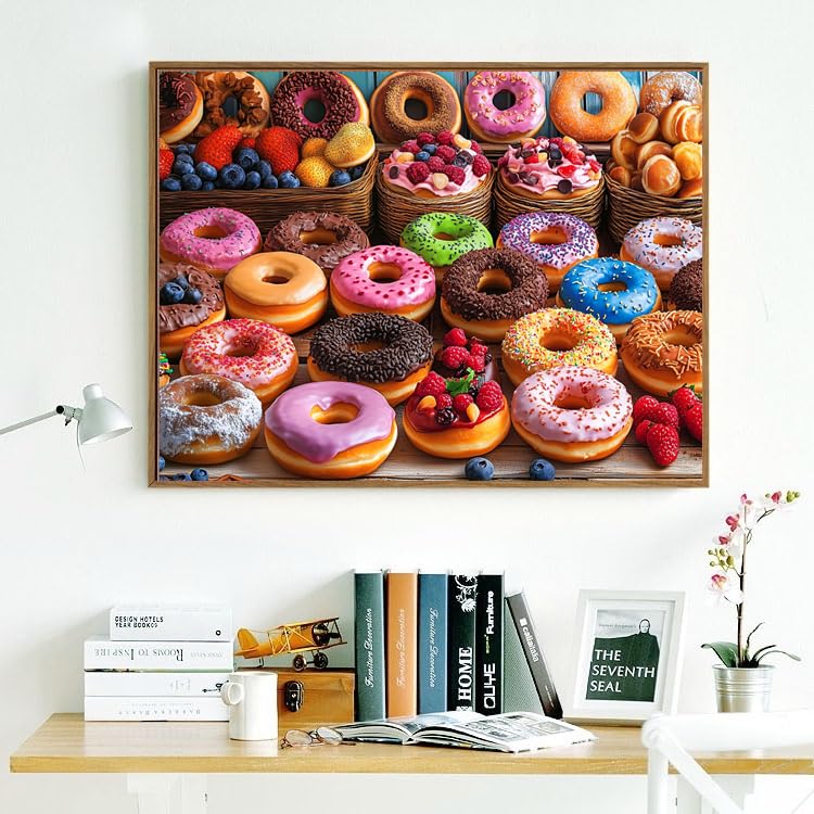 Anguis 500 Piece Jigsaw Puzzle for Adults – Flavorful Donuts, 20.5 x 15 Inches, Includes Poster