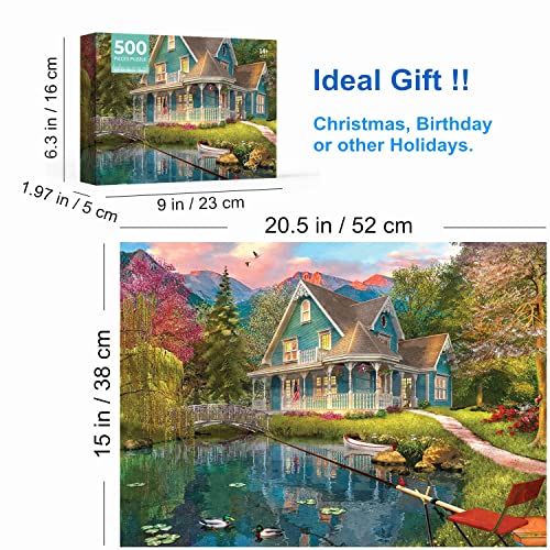 Anguis 500 Piece Jigsaw Puzzle for Adults – Mountain Villa, 20.5 x 15 inches, Premium Thick Cardboard