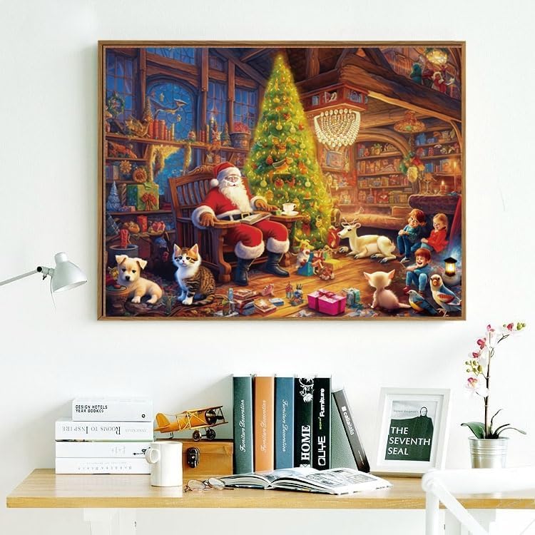 Anguis 500 Piece Santa Claus Family Jigsaw Puzzle 20.5x15 in with Poster
