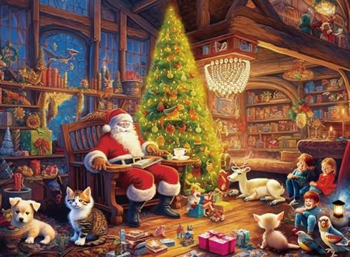 Anguis 500 Piece Santa Claus Family Jigsaw Puzzle 20.5x15 in with Poster