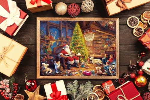 Anguis 500 Piece Santa Claus Family Jigsaw Puzzle 20.5x15 in with Poster