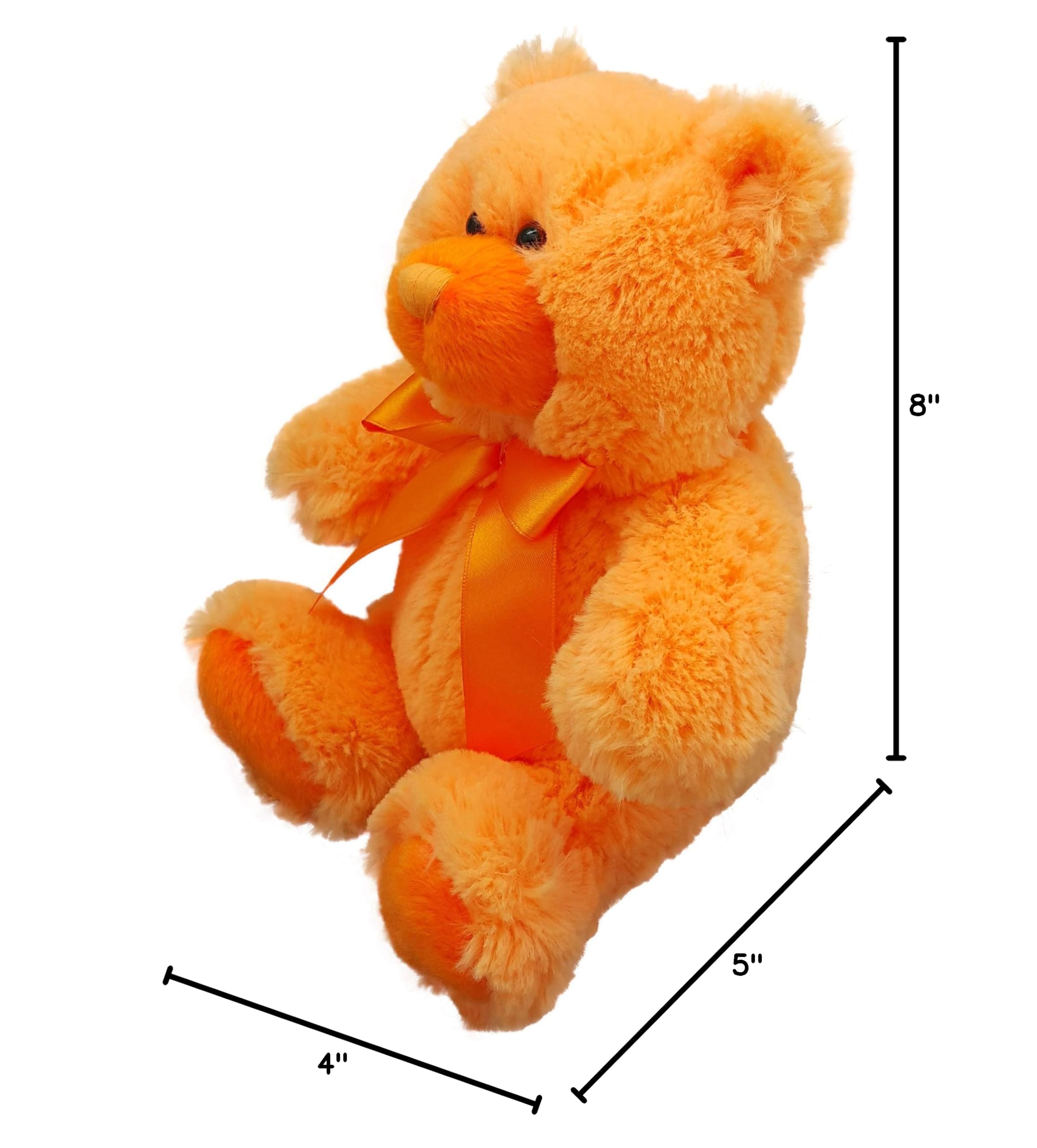 Anico 8-Inch Orange Teddy Bear – Soft Plush Stuffed Animal for Kids and Adults