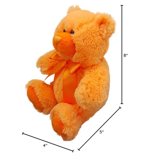 Anico 8-Inch Orange Teddy Bear – Soft Plush Stuffed Animal for Kids and Adults