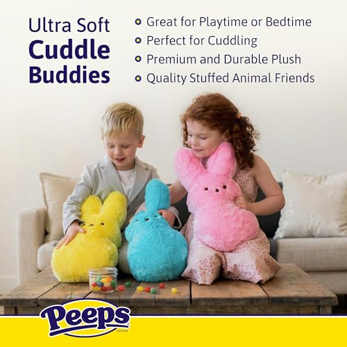 Animal Adventure 15" Yellow Shaggy Bunny Peeps Plush, Officially Licensed, Ultra Soft Stuffed Animal for Easter Baskets, Ages 3+