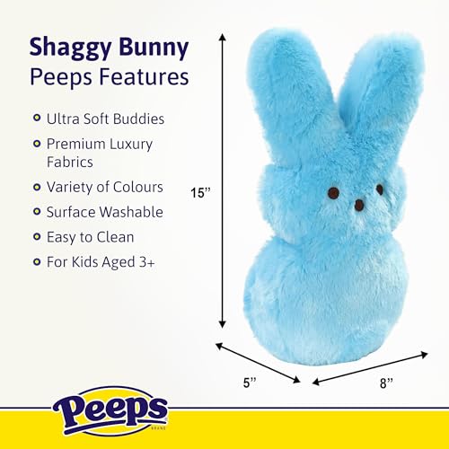Animal Adventure 15" Yellow Shaggy Bunny Peeps Plush, Officially Licensed, Ultra Soft Stuffed Animal for Easter Baskets, Ages 3+