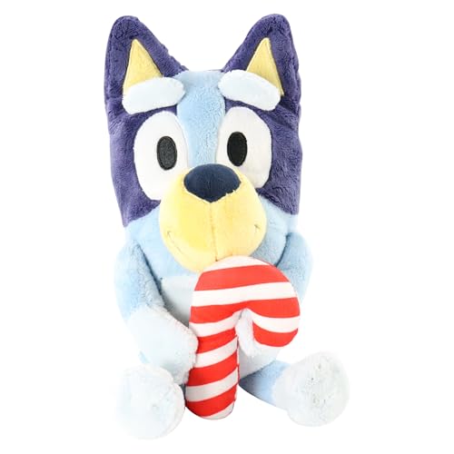 Animal Adventure Bluey 9" Plush with Candy Cane – Limited Edition Christmas Soft Toy