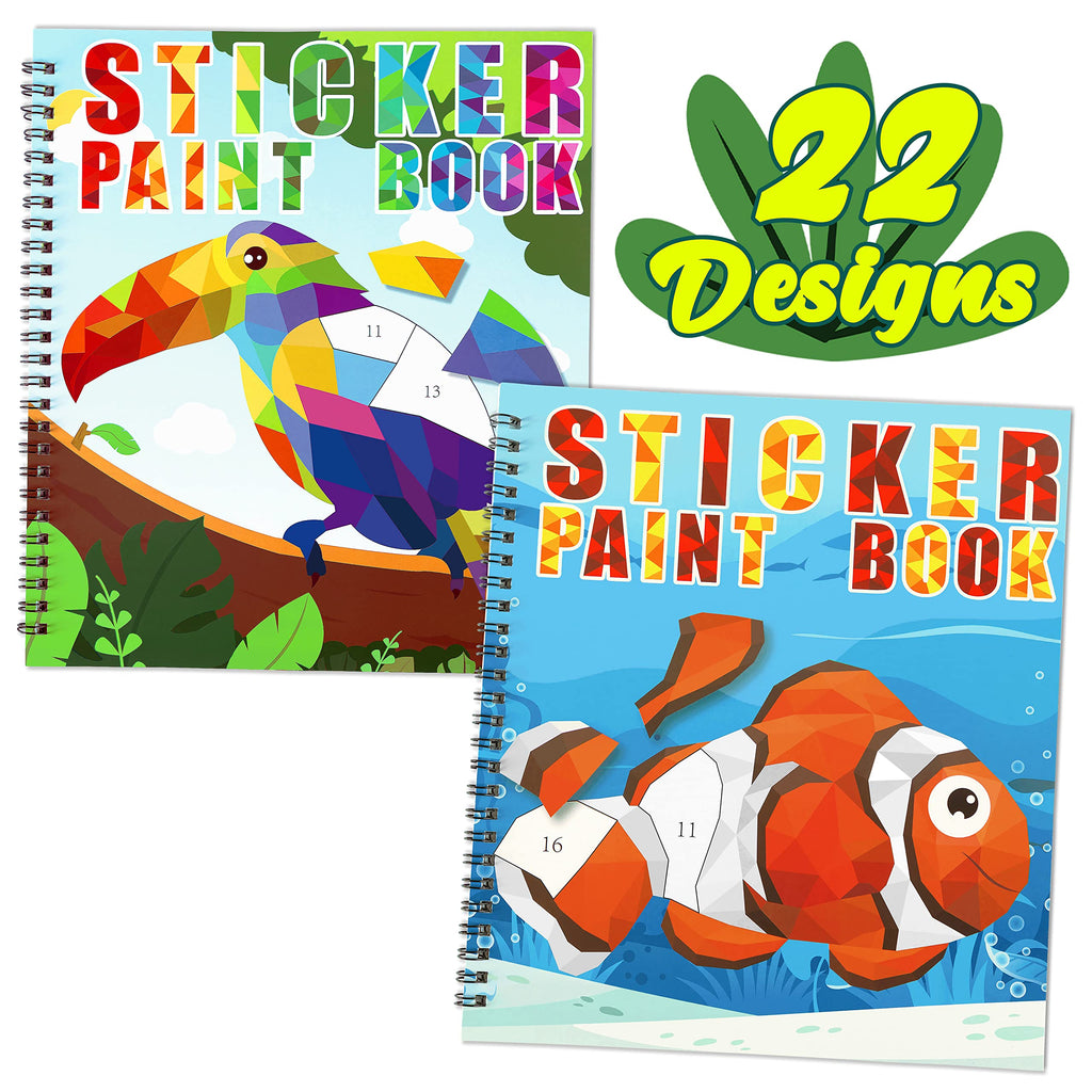 Animal & Rainbow Sticker Activity Books for Kids Ages 4-8 - 2 Books, 22 Pictures to Complete