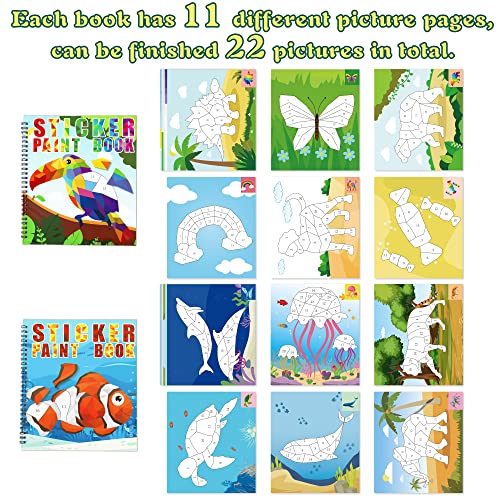 Animal & Rainbow Sticker Activity Books for Kids Ages 4-8 - 2 Books, 22 Pictures to Complete