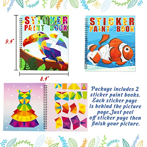 Animal & Rainbow Sticker Activity Books for Kids Ages 4-8 - 2 Books, 22 Pictures to Complete