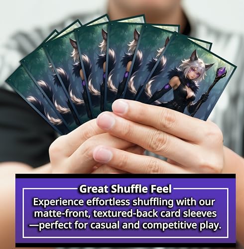 Anime Cat Warlock Card Sleeves (102 Pack) – Premium TCG Protectors for MTG, Final Fantasy Commander