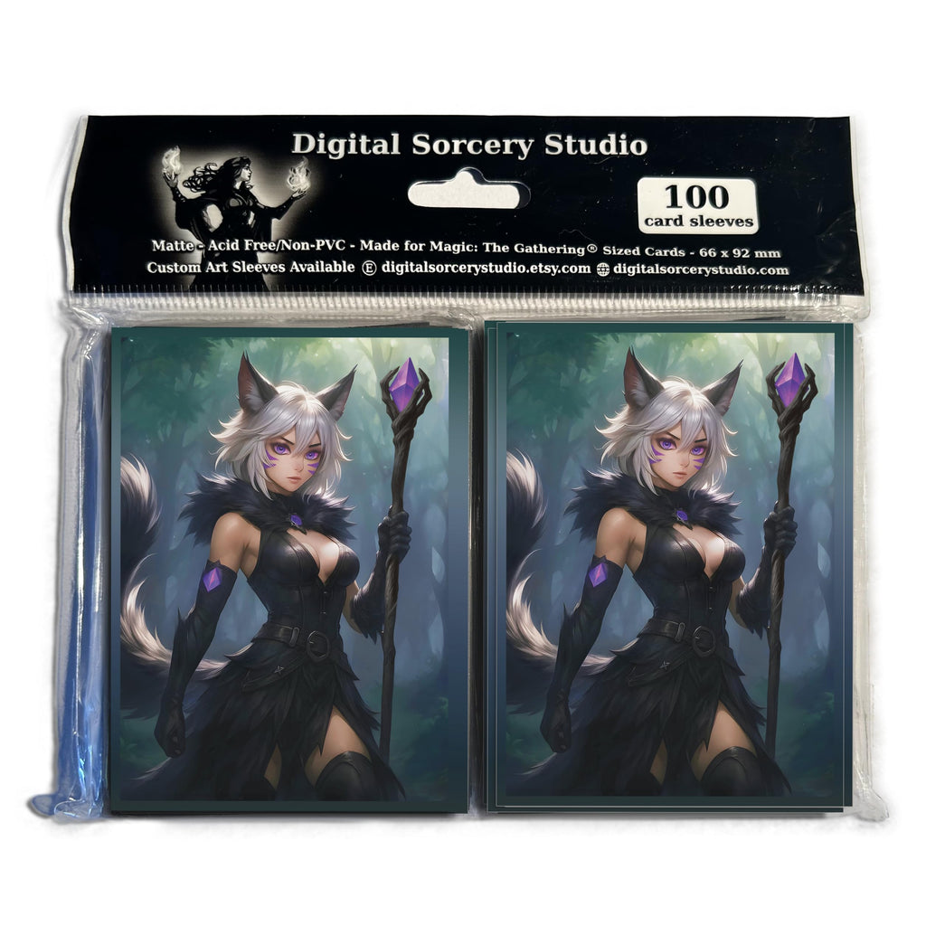 Anime Cat Warlock Card Sleeves (102 Pack) – Premium TCG Protectors for MTG, Final Fantasy Commander