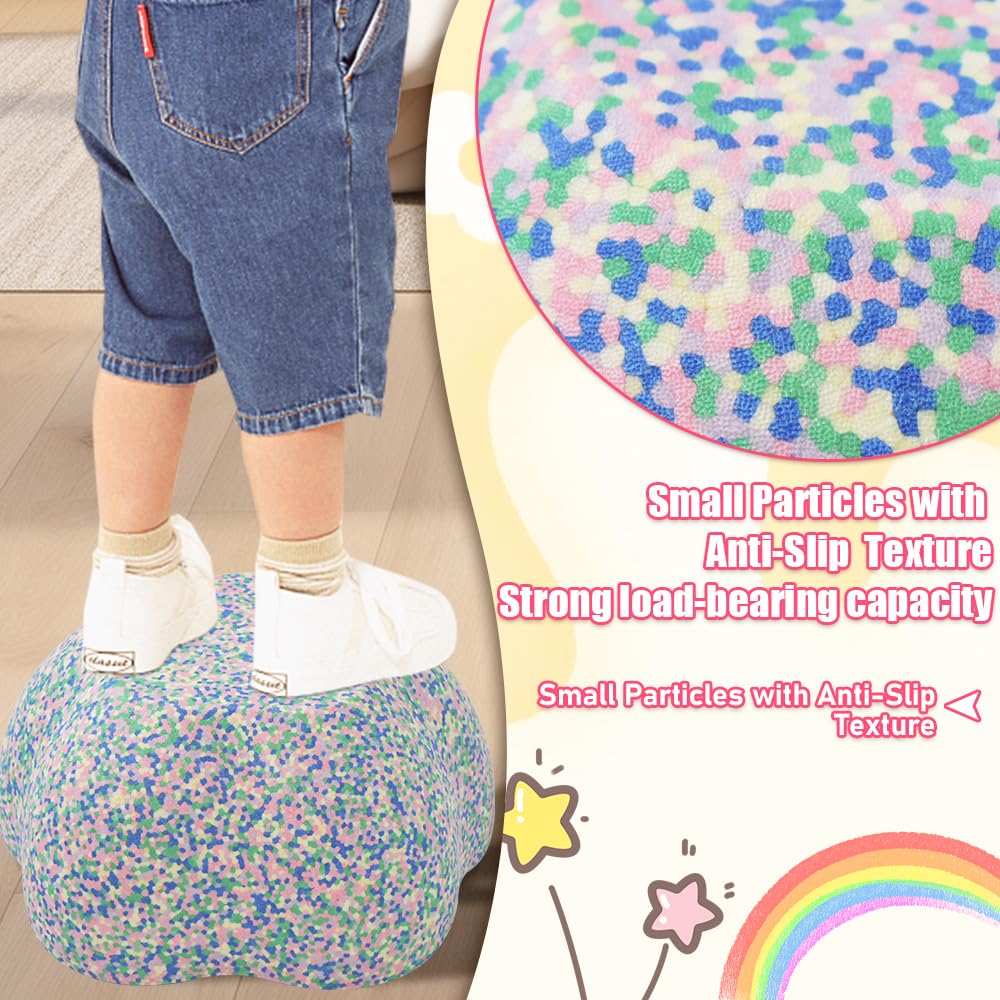 ANLIK Toddler Stepping Stones 5-Piece Set - Blue EPP Foam Balance Stones for Kids, Non-Toxic, Anti-Slip, Stackable Montessori Toy