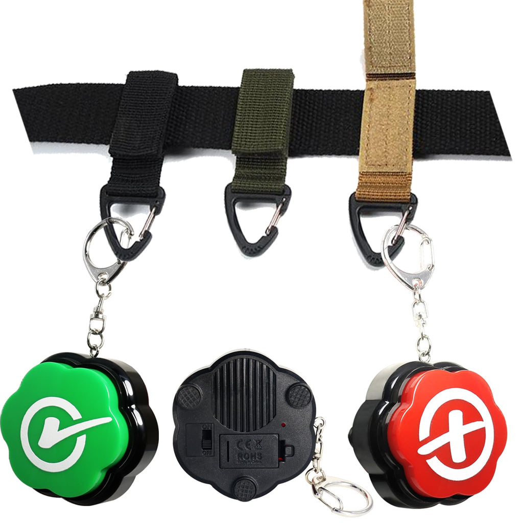 ANLIKY Right Wrong Sound Buzzers – Portable Keychain Answer Buzzers Set of 2 (Green + Red) for Game Shows, Classroom Quizzes & Pet Training