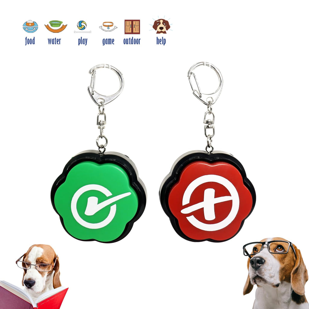 ANLIKY Right Wrong Sound Buzzers – Portable Keychain Answer Buzzers Set of 2 (Green + Red) for Game Shows, Classroom Quizzes & Pet Training