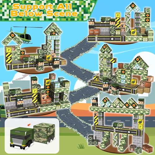Annexfun 100-Piece Magnetic Building Blocks – Military Castle Theme, STEM Toy for Ages 3+