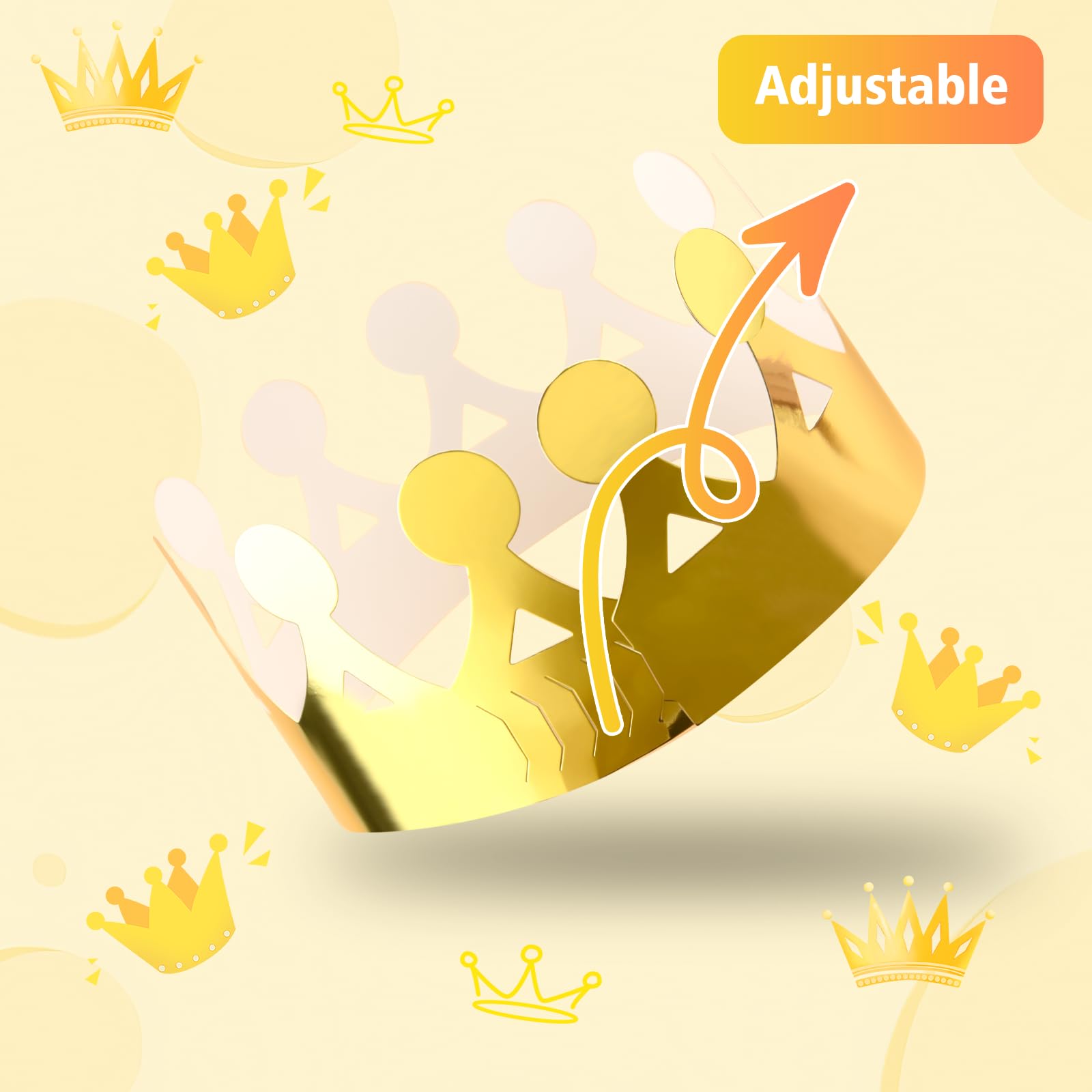 ANPUNAT Gold Foil Paper Crown Hat for Birthday Parties, Baby Showers, Beauty Pageants & Photo Props