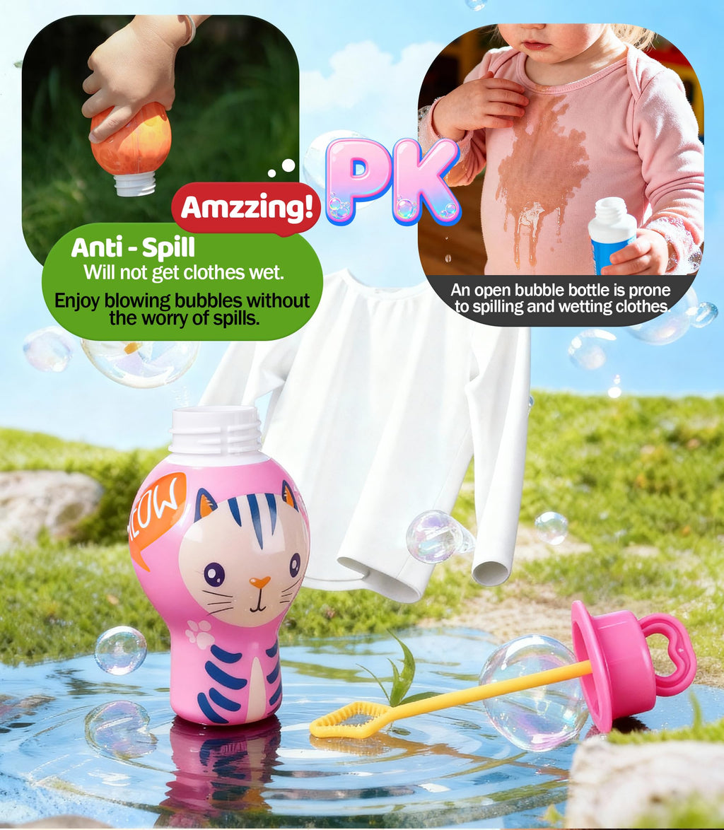 Anti-Spill Bubble Wands for Toddlers – 2-Pack (Random Colors) or 4-Pack (Animal Themes)