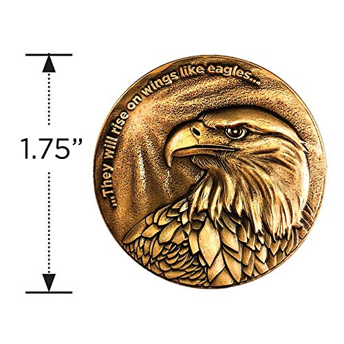 Antique Gold-Plated Christian Eagle Challenge Coin – Bible Verse Isaiah 40:31 and American Bald Eagle