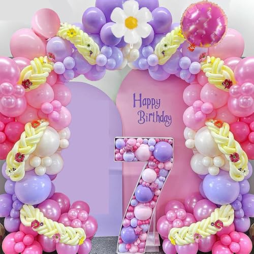 ANYMONYPF 144-Piece Purple Long Hair Princess Balloon Arch Kit for Girl Birthday Party Decorations