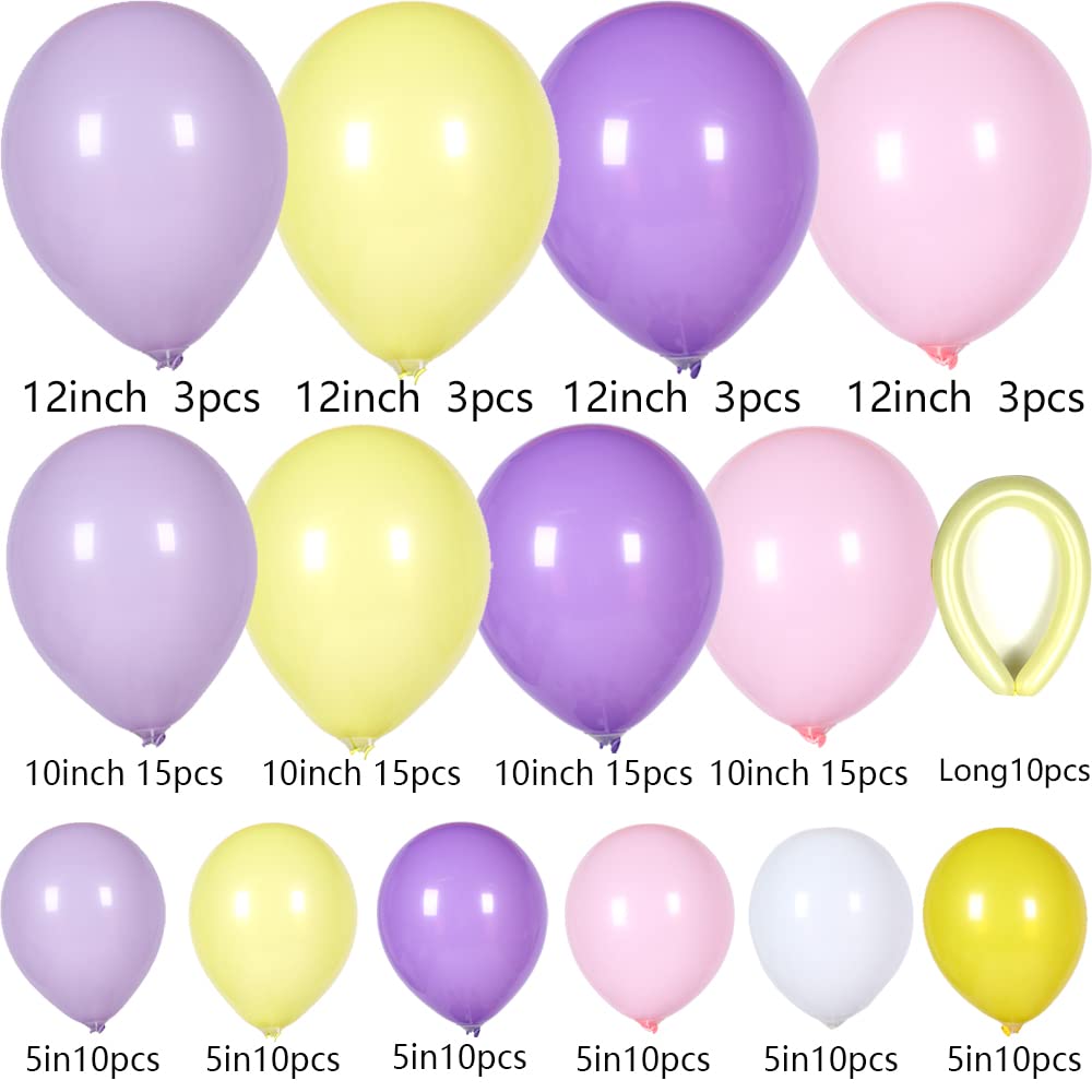 ANYMONYPF 144-Piece Purple Long Hair Princess Balloon Arch Kit for Girl Birthday Party Decorations
