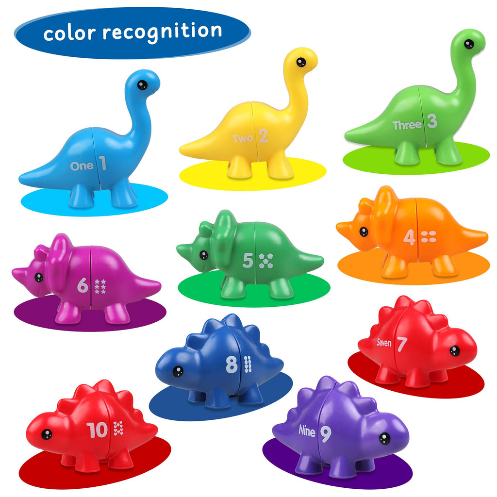 Anzimo Toddler Dinosaur Montessori Toys - 20 Double-Sided Learning Pieces for Ages 1-4