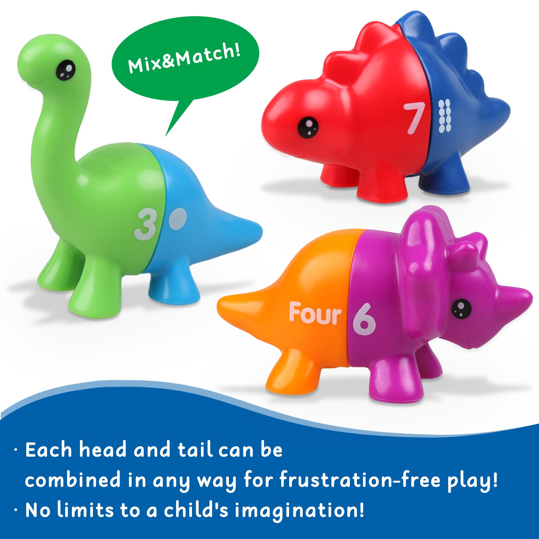 Anzimo Toddler Dinosaur Montessori Toys - 20 Double-Sided Learning Pieces for Ages 1-4