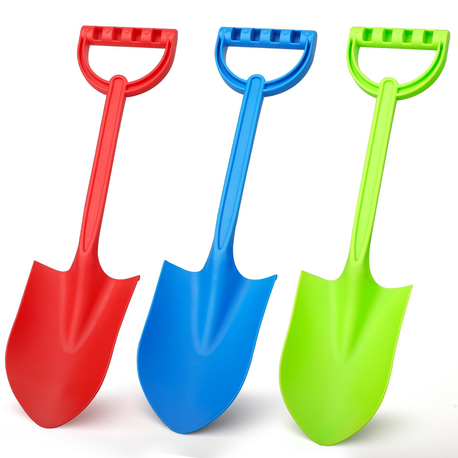 Anzmtosn 3 Pack 16-Inch Heavy-Duty Plastic Beach Shovels for Kids and Adults - Blue Sand Scoops for Sandbox, Gardening, Snow