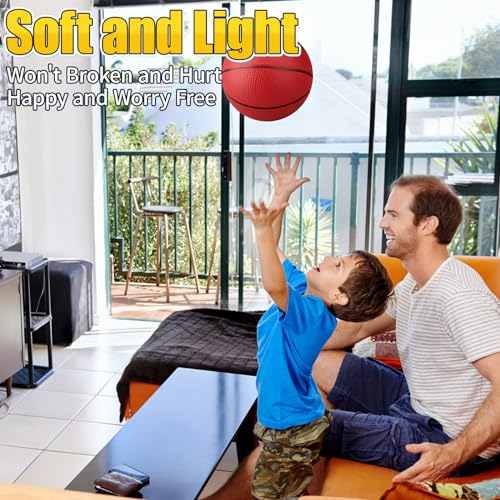 Anzmtosn 4-Pack 7-Inch Mini Basketballs with Pump – PVC Inflatable Balls for Indoor Hoops, Pool, and Beach