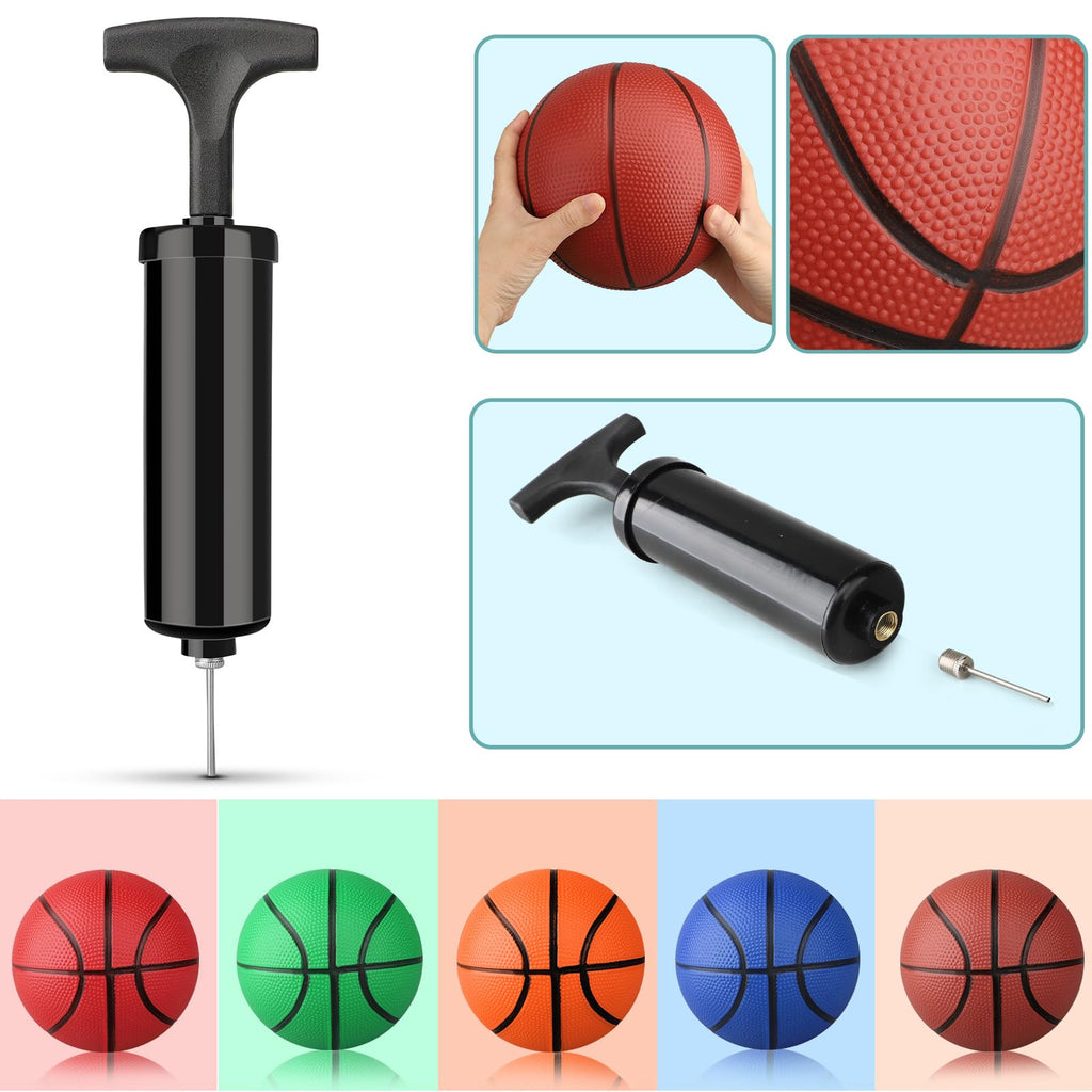 Anzmtosn 4-Pack 7-Inch Mini Basketballs with Pump – PVC Inflatable Balls for Indoor Hoops, Pool, and Beach