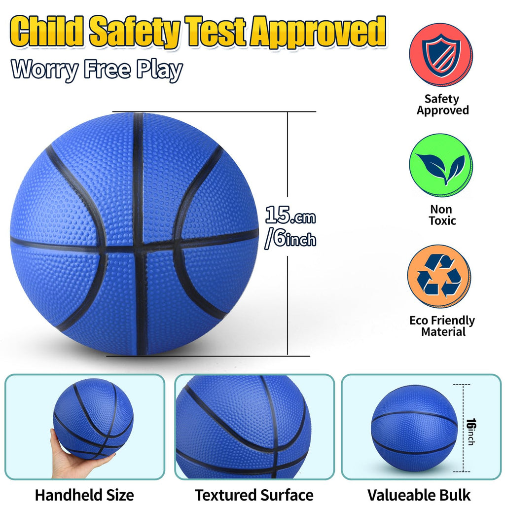 Anzmtosn 4-Pack 7-Inch Mini Basketballs with Pump – PVC Inflatable Balls for Indoor Hoops, Pool, and Beach