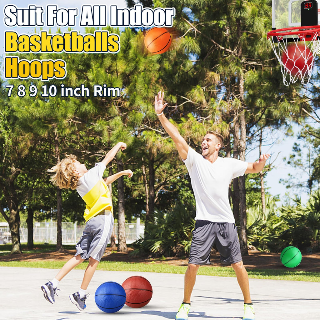 Anzmtosn 4-Pack 7-Inch Mini Basketballs with Pump – PVC Inflatable Balls for Indoor Hoops, Pool, and Beach