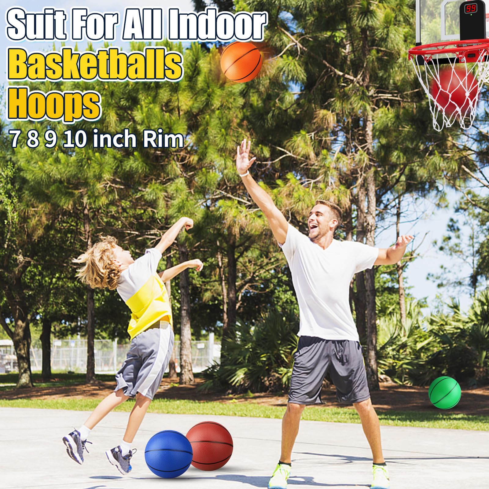 Anzmtosn 4-Pack 7-Inch Mini Basketballs with Pump – PVC Inflatable Balls for Indoor Hoops, Pool, and Beach