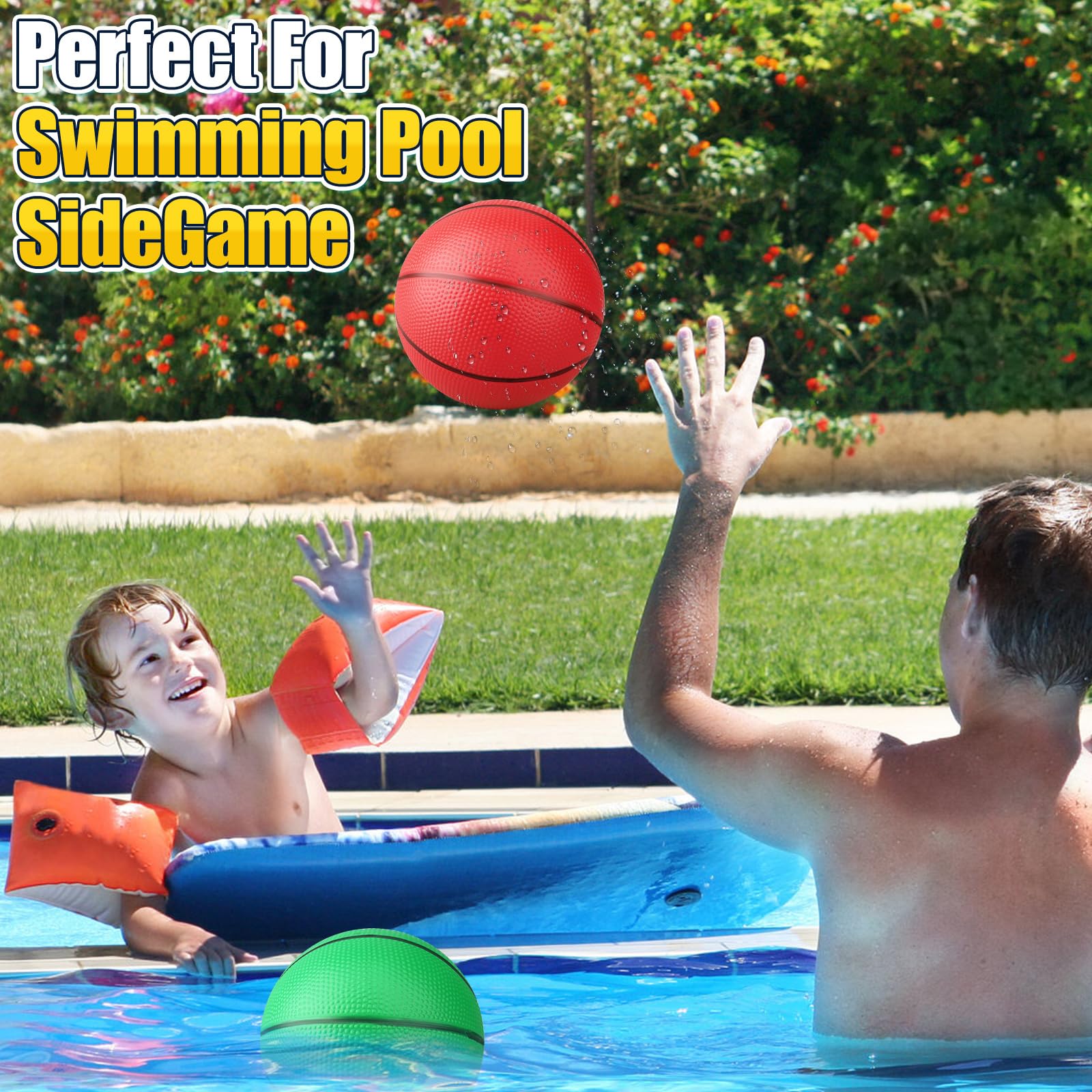 Anzmtosn 4-Pack 7-Inch Mini Basketballs with Pump – PVC Inflatable Balls for Indoor Hoops, Pool, and Beach