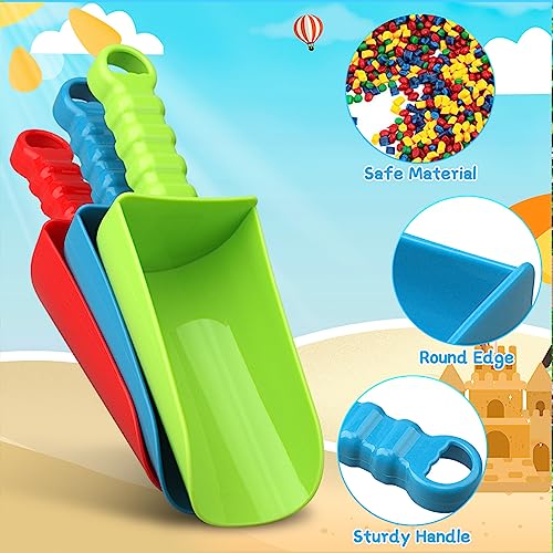 Anzmtosn 4-Pack Jumbo 9-Inch Beach Sand Shovels for Kids and Adults – Durable ABS Plastic Garden Digging Toy Set