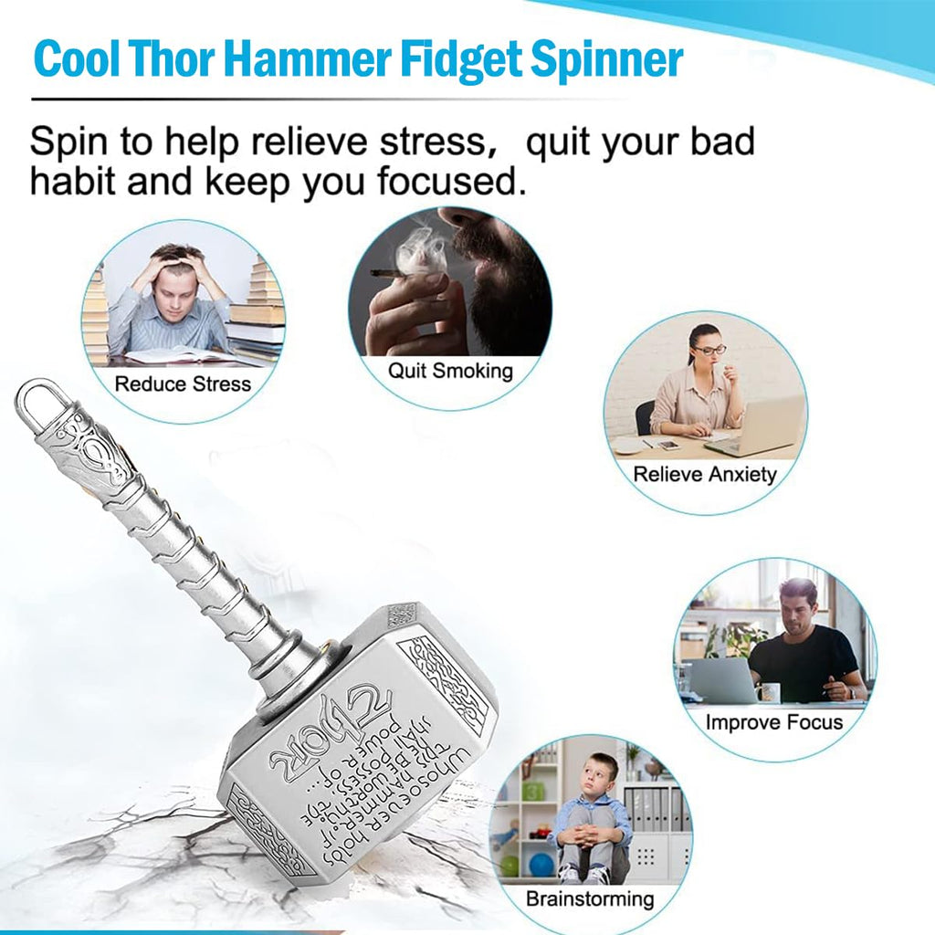 Anzmtosn Battle Hammer Fidget Spinner – Heavy Duty Metal Stress Relief Toy with R188 Bearing, Silent Spin, Gift for Kids & Adults