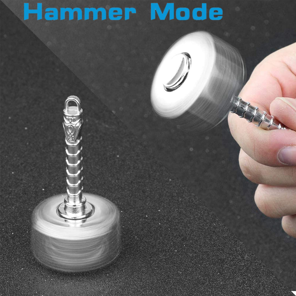 Anzmtosn Metal Fidget Spinner Battle Hammer 2-in-1 with Two Spin Modes – Quiet Stress Relief Toy for Kids and Adults (Black)