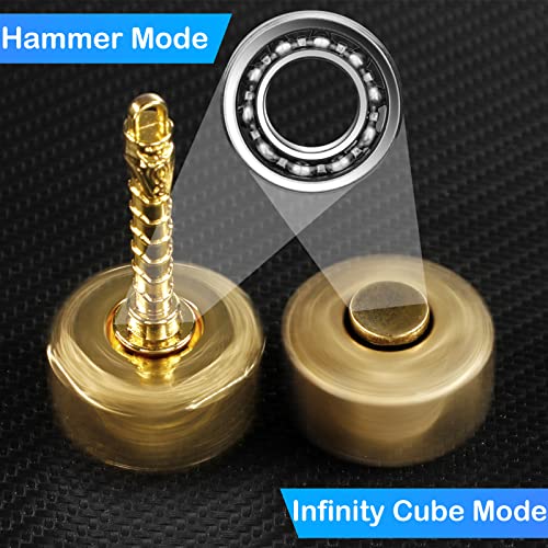 Anzmtosn Metal Hammer Fidget Spinner - 2-in-1 Fidget Cube, Gold, R188 Bearing, Stress Relief Toy
