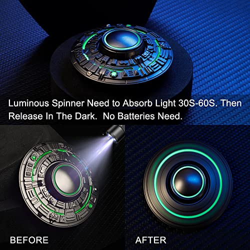Anzmtosn UFO Metal Fidget Spinner - Glow in the Dark, R188 Bearing, 3+ Min Spin, Stress Relief Desk Toy