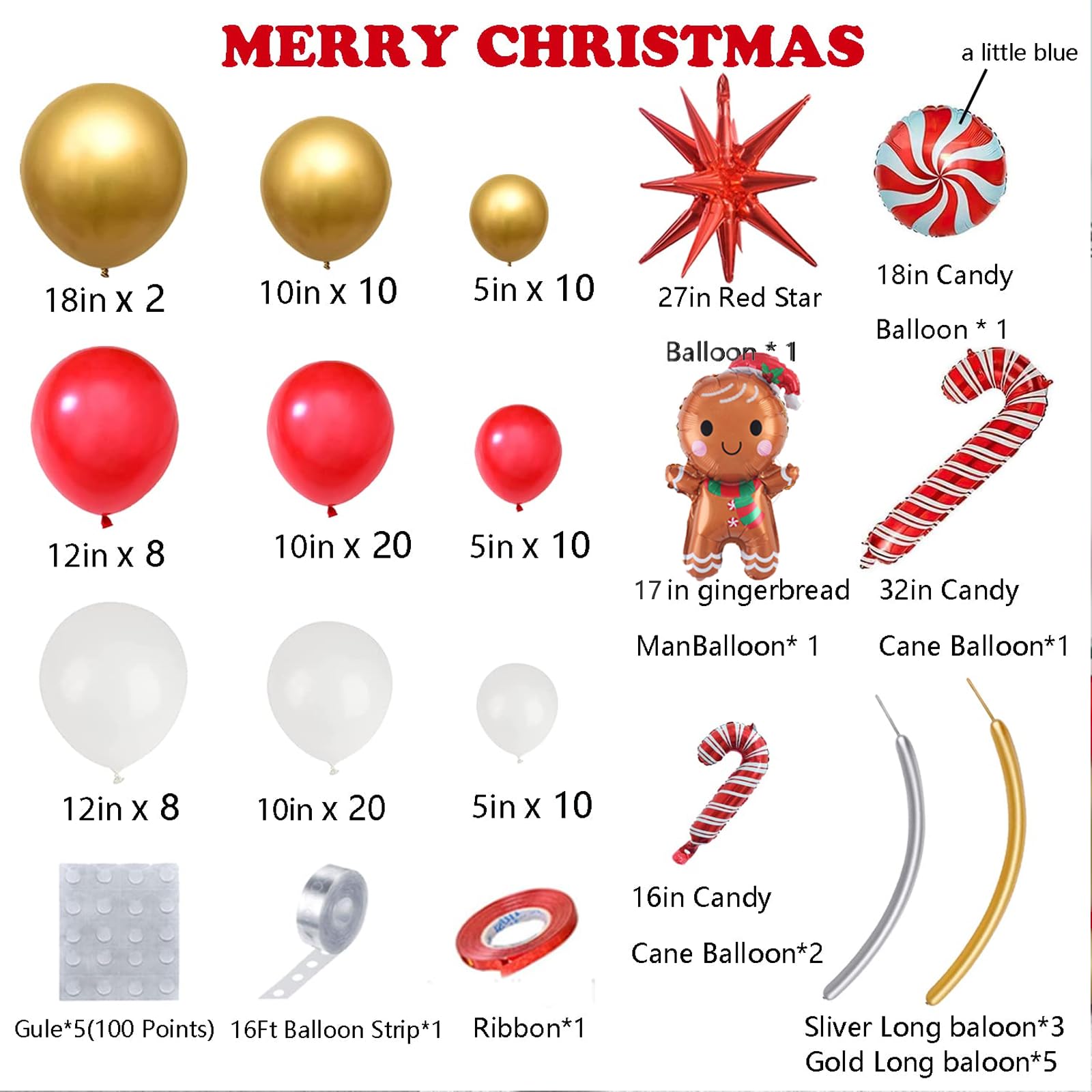 AobkDeco Christmas Balloon Garland Arch Kit – Red, White & Gold Balloons for Holiday Party Decor