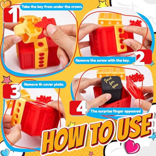 Aodomis 3.74" Gotcha Box Prank with Surprise Finger - 3D Printed Puzzle Gift Box with Screws & Pop Up Finger, Annoying Gift Box for Birthdays, Gag Gift for Friends Him or Her