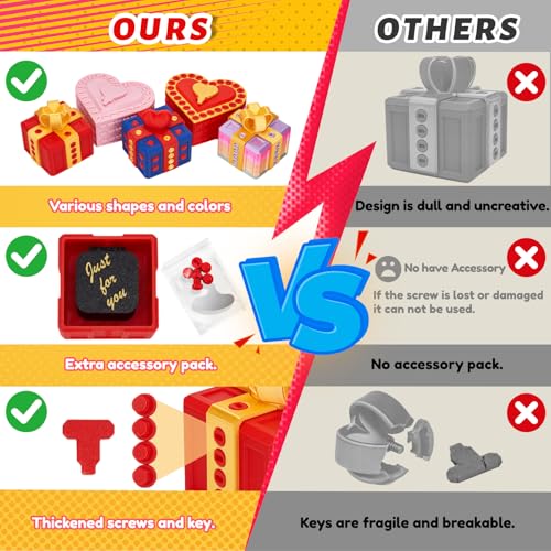 Aodomis 3.74" Gotcha Box Prank with Surprise Finger - 3D Printed Puzzle Gift Box with Screws & Pop Up Finger, Annoying Gift Box for Birthdays, Gag Gift for Friends Him or Her